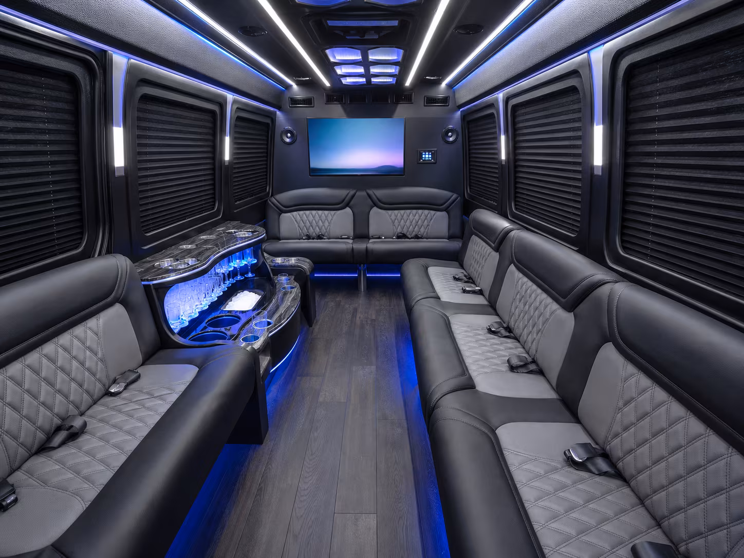 fall river 15 passenger party bus inside