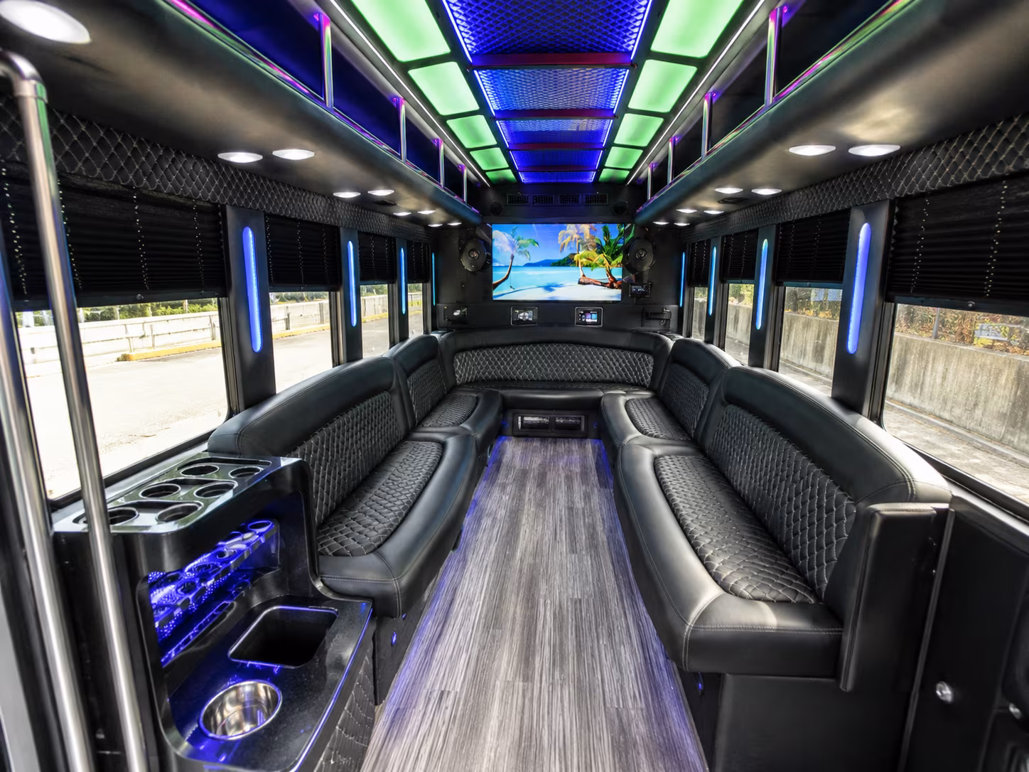 fall river 18 passenger party bus inside