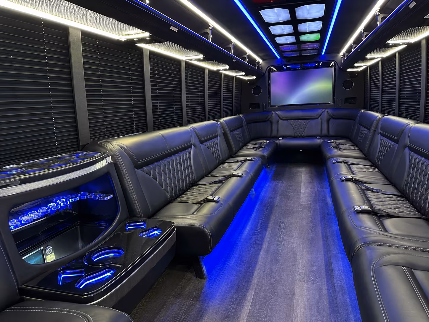 fall river 20 passenger party bus inside